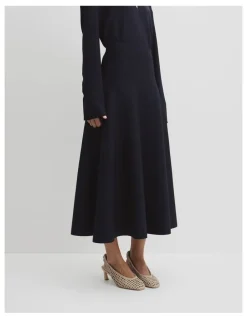 Country Road Fluted Knit Midi Skirt in Twilight