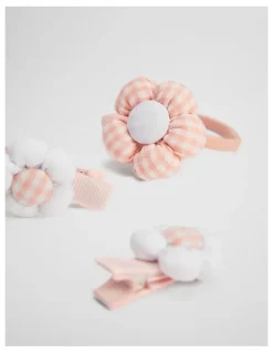 Country Road Gingham Flower Pack Of 3 in Mineral Pink