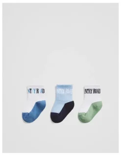 Country Road Heritage Quarter Sock Pack Of 3 in Blue Multi