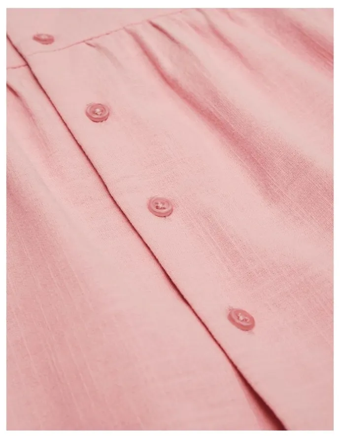 Country Road Long Sleeve Shirred Blouse in Blush