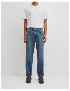 Country Road Loose Straight Denim Jean in Smoke Blue