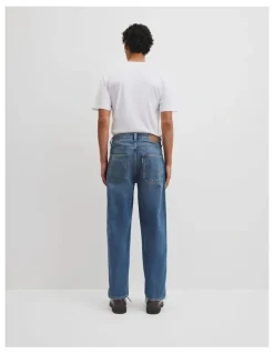 Country Road Loose Straight Denim Jean in Smoke Blue