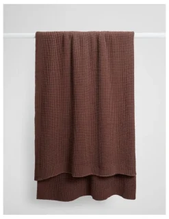 Country Road Monti Waffle Throw in Dark Ash