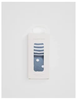 Country Road Newborn Sock Pack Of 2 in Slate Blue