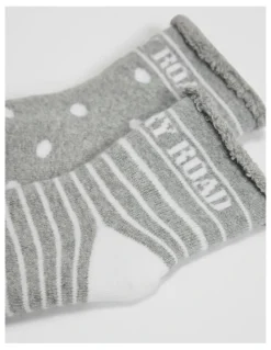 Country Road Newborn Sock Pack Of 2 in Grey Marle
