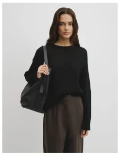 Country Road Organically Grown Cotton Tape Yarn Sweater in Black