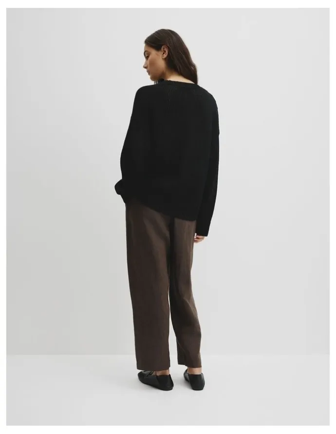 Country Road Organically Grown Cotton Tape Yarn Sweater in Black