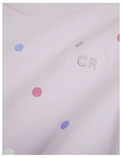 Country Road Organically Grown Cotton Long Sleeve Sequin Logo T-shirt in Lilac Spot