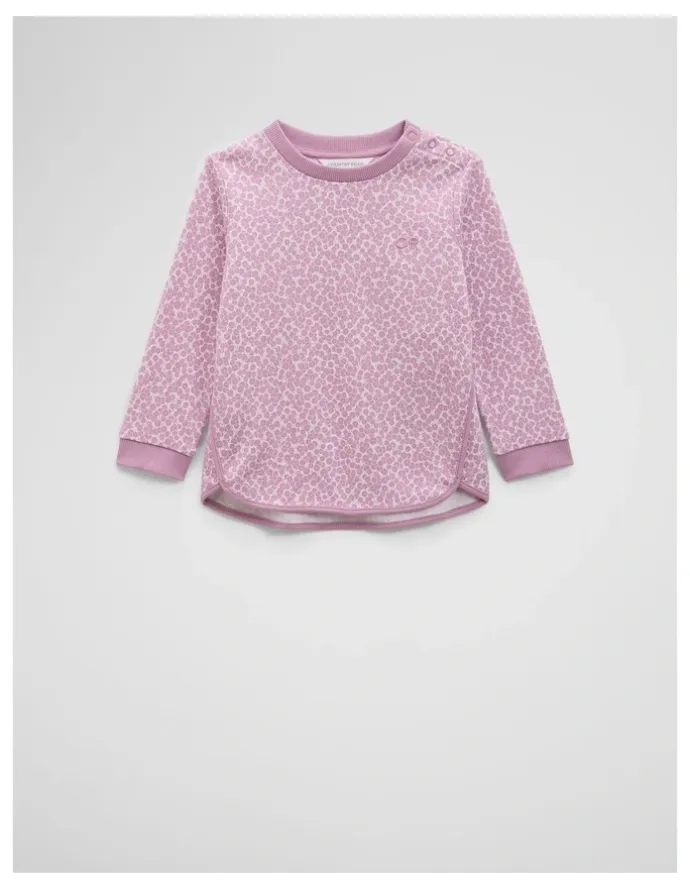 Country Road Organically Grown Cotton Long Sleeve Sequin Logo T-shirt in Berry Ditsy