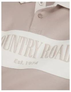 Country Road Organically Grown Cotton Logo Rugby T-Shirt in Mushroom