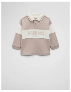 Country Road Organically Grown Cotton Logo Rugby T-Shirt in Mushroom