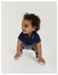 Country Road Organically Grown Cotton Logo Polo Shirt in Navy