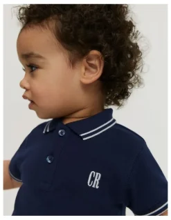 Country Road Organically Grown Cotton Logo Polo Shirt in Navy