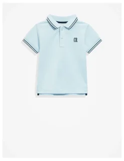 Country Road Organically Grown Cotton Logo Polo Shirt in Pale Blue