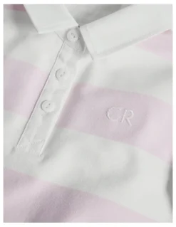 Country Road Organically Grown Cotton Blend Long Sleeve Rugby Top in Cloud Pink Stripe