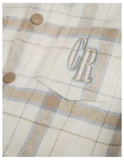 Country Road Organically Grown Cotton Hooded Check Shirt in Wafer