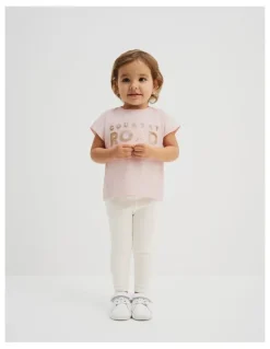 Country Road Organically Grown Cotton Sequin Logo T-Shirt in Mineral Pink