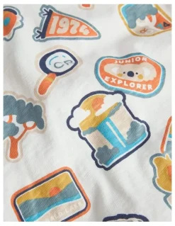 Country Road Organically Grown Cotton Adventure Stamp Tee in Marshmallow