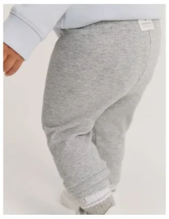 Country Road Organically Grown Cotton Blend Solid Rib Legging in Light Grey Marle