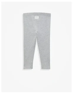 Country Road Organically Grown Cotton Blend Solid Rib Legging in Light Grey Marle