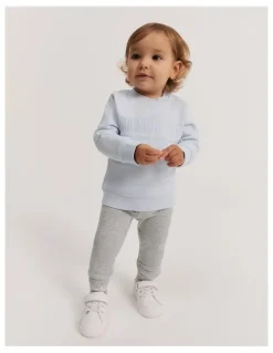 Country Road Organically Grown Cotton Blend Solid Rib Legging in Light Grey Marle