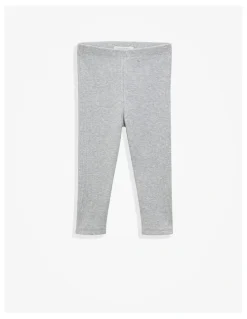 Country Road Organically Grown Cotton Blend Solid Rib Legging in Light Grey Marle