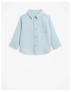Country Road Organically Grown Linen Shirt in Pale Blue