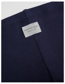 Country Road Organically Grown Cotton Blend Solid Rib Legging in French Navy