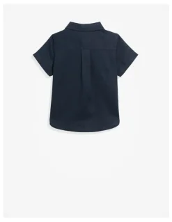Country Road Organically Grown Short Sleeve Linen Shirt in Navy