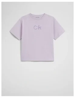 Country Road Organically Grown Cotton Short Sleeve Sequin Logo T-shirt in Lavender Fog