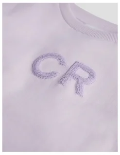 Country Road Organically Grown Cotton Short Sleeve Sequin Logo T-shirt in Lavender Fog