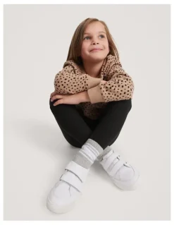 Country Road Organically Grown Cotton Blend Solid Rib Legging in Black