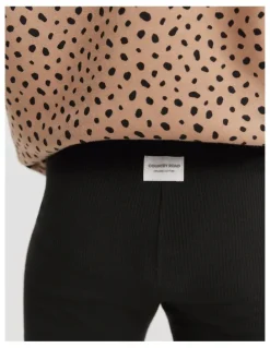 Country Road Organically Grown Cotton Blend Solid Rib Legging in Black