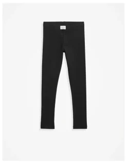 Country Road Organically Grown Cotton Blend Solid Rib Legging in Black