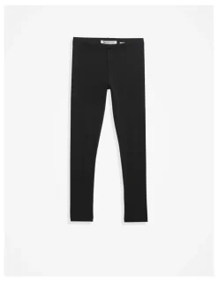 Country Road Organically Grown Cotton Blend Solid Rib Legging in Black