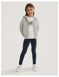 Country Road Organically Grown Cotton Blend Solid Rib Legging in French Navy