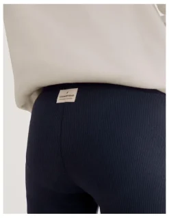 Country Road Organically Grown Cotton Blend Solid Rib Legging in French Navy