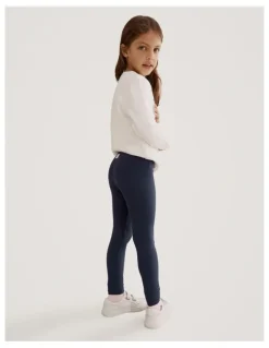 Country Road Organically Grown Cotton Blend Solid Rib Legging in French Navy
