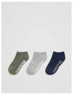 Country Road Organically Grown Cotton Blend Cushion Sock Pack of 3 in Navy Multi