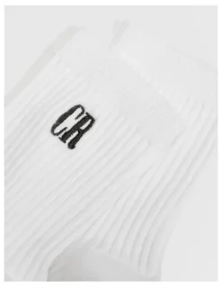 Country Road Organically Grown Cotton Blend Ribbed Quarter Crew Sock in White