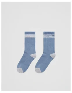 Country Road Organically Grown Cotton Blend Cr Sport Crew Sock in Slate Blue