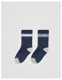 Country Road Organically Grown Cotton Blend Sport Crew Sock in Navy