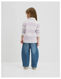 Country Road Organically Grown Cotton Blend Relaxed Heritage Sweat in Lavender Fog Stripe