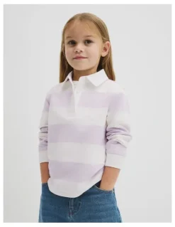 Country Road Organically Grown Cotton Blend Relaxed Heritage Sweat in Lavender Fog Stripe