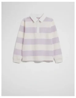 Country Road Organically Grown Cotton Blend Relaxed Heritage Sweat in Lavender Fog Stripe