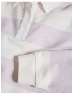 Country Road Organically Grown Cotton Blend Relaxed Heritage Sweat in Lavender Fog Stripe