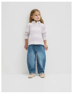 Country Road Organically Grown Cotton Blend Relaxed Heritage Sweat in Lavender Fog Stripe