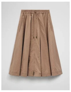 Country Road Parachute Midi Zip Skirt in Bark