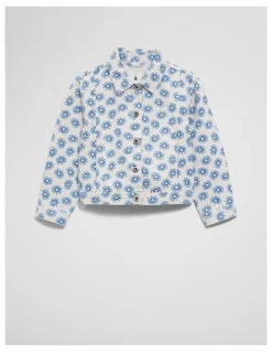 Country Road Printed Denim Jacket in Sky Poppy