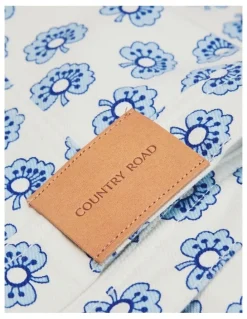 Country Road Printed Denim Jacket in Sky Poppy